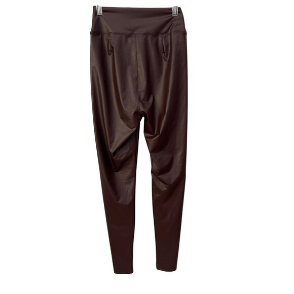Offline By Aerie High Rise Faux Leather Leggings Size Small Pull On Brown Sporty - Picture 3 of 8